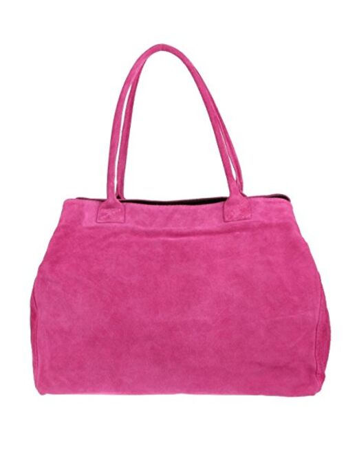 Girly Handbags Expandable Italian Suede Leather Shoulder Bag