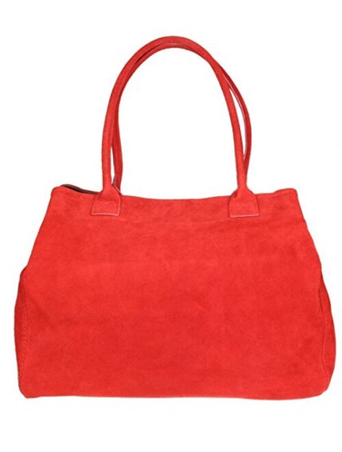 Girly Handbags Expandable Italian Suede Leather Shoulder Bag