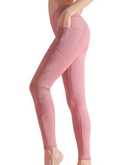 Women's Stretchy Mesh Workout Leggings Yoga Tights High Waisted Yoga Pants with Pockets Athletic Leggings for Women