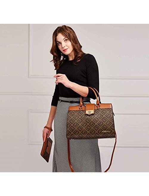 Dasein Women Top handle Handbags Shoulder Purses Monogram Satchel Bags Work Tote Bags with Strap