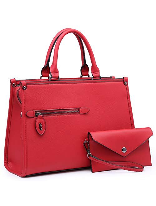 Dasein Satchel Purses for Women Handbags Shoulder Bags Work Purse Top Handle Tote Bags for Ladies with Wristlet