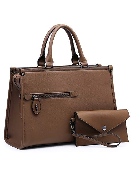 Dasein Satchel Purses for Women Handbags Shoulder Bags Work Purse Top Handle Tote Bags for Ladies with Wristlet