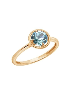 10k Gold Round-Cut Birthstone Ring made with Swarovski Crystal