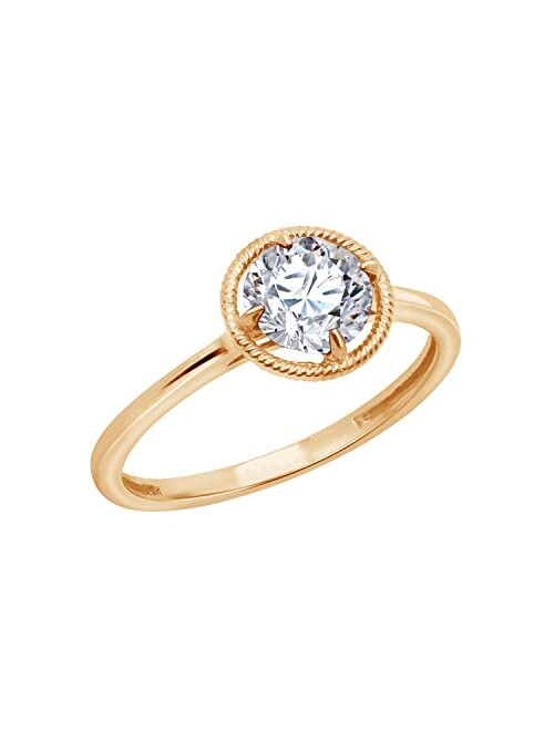 10k Gold Round-Cut Birthstone Ring made with Swarovski Crystal