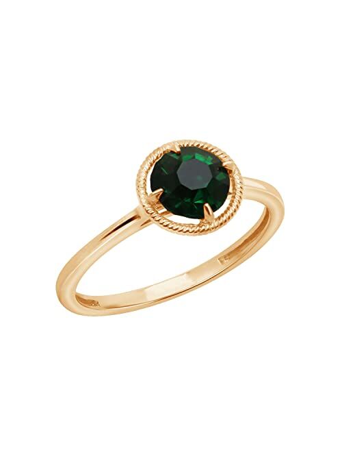 10k Gold Round-Cut Birthstone Ring made with Swarovski Crystal