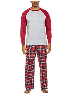 Pajamas Set for Men Long Sleeve Sleepwear Sets with Pocket Nightwear