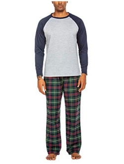 Pajamas Set for Men Long Sleeve Sleepwear Sets with Pocket Nightwear