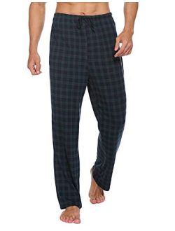 Mens Pajamas Plaid Pajama Pants Sleep Long Lounge Pant with Pockets Soft PJ Bottoms for Men