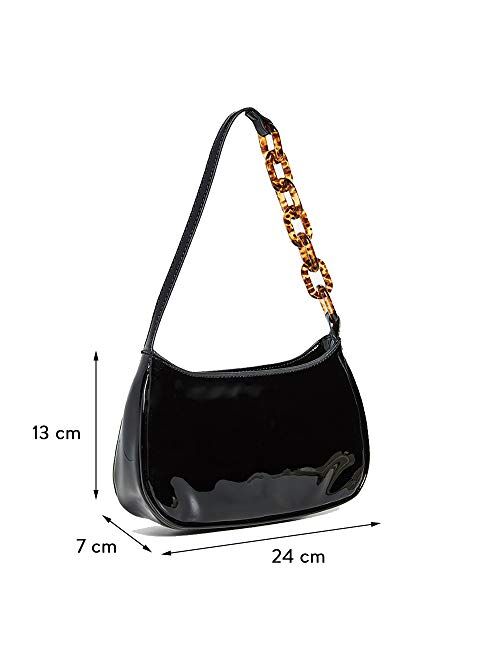 Barabum Retro Classic Clutch Shoulder Tote HandBag with Zipper Closure for Women (3-Black)