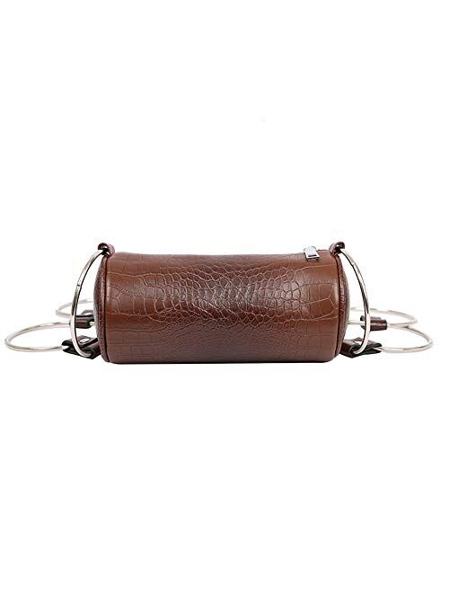 Barabum Metal Ring Cylindrical Female Crossbody Handbag