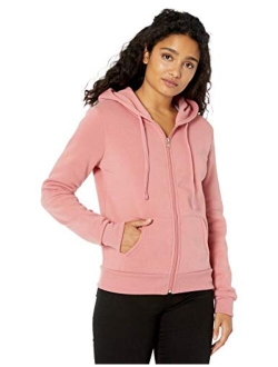 womens Long Sleeve Fleece Basic Hooded Zip Jacket