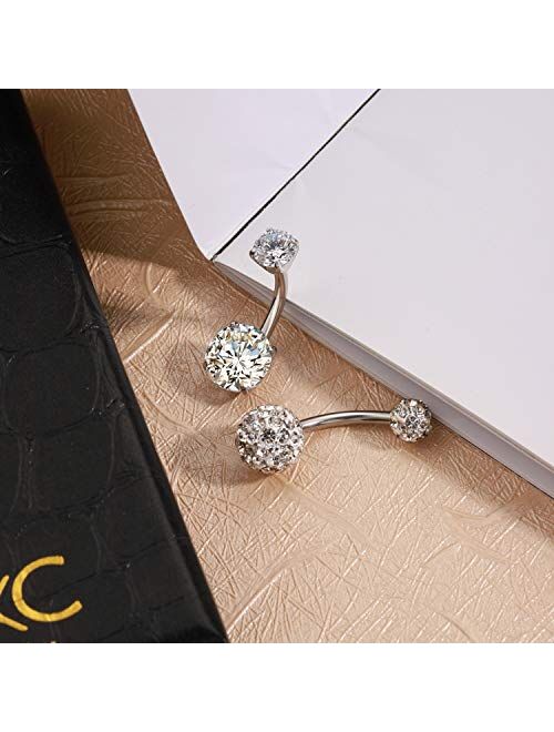 7Pcs Belly Button Rings for Women Girl Surgical Steel CZ Belly Rings