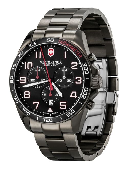 Victorinox Swiss Army Men's Chronograph Fieldforce Sport Gray PVD Stainless Steel Bracelet Watch 42mm