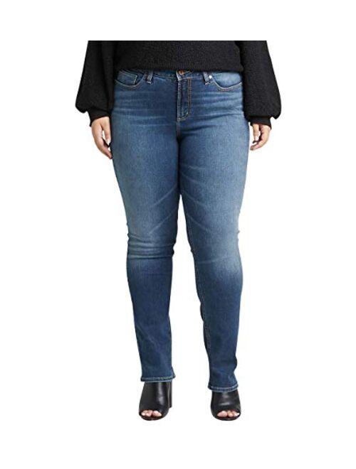 Silver Jeans Co. Women's Plus Size Avery Curvy Fit High Rise Straight Leg Jeans