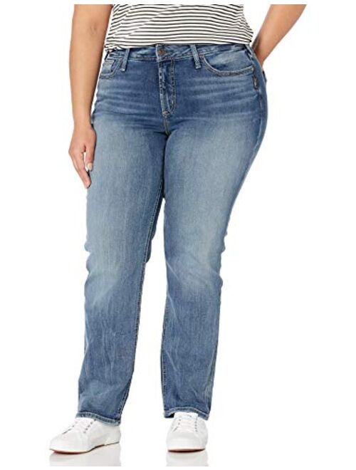 Silver Jeans Co. Women's Plus Size Avery Curvy Fit High Rise Straight Leg Jeans