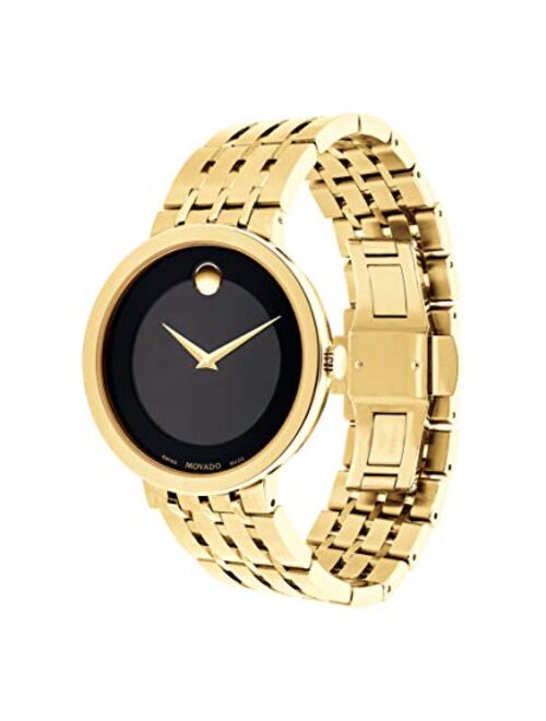 Movado Men's Esperanza Yellow Gold Watch with a Concave Dot Museum Dial, Gold/Black (Model 607059)