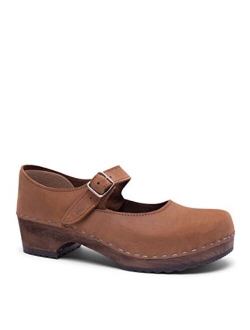 Swedish Handmade Wooden Closed Back Clogs | Mary Jane