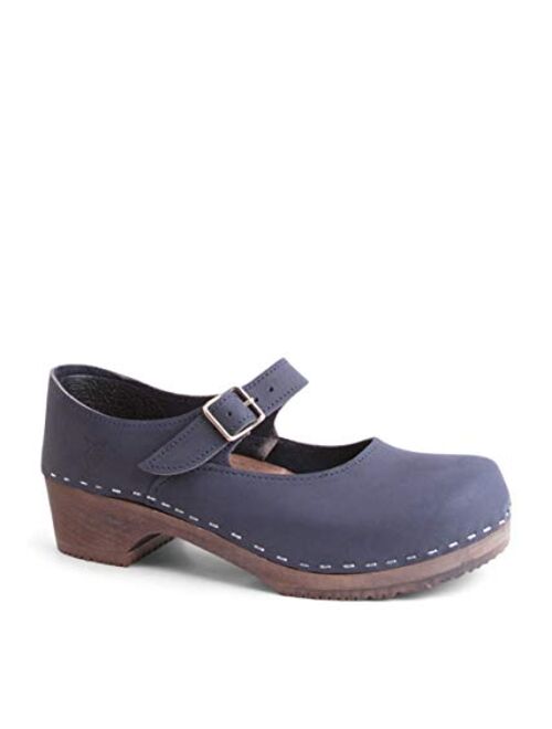 Sandgrens Swedish Handmade Wooden Closed Back Clogs | Mary Jane