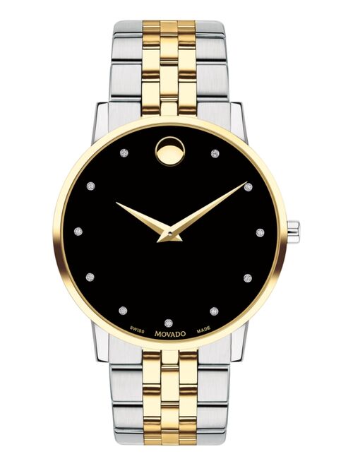 Movado Men's Swiss Museum Classic Diamond-Accent Two-Tone PVD Stainless Steel Bracelet Watch 40mm