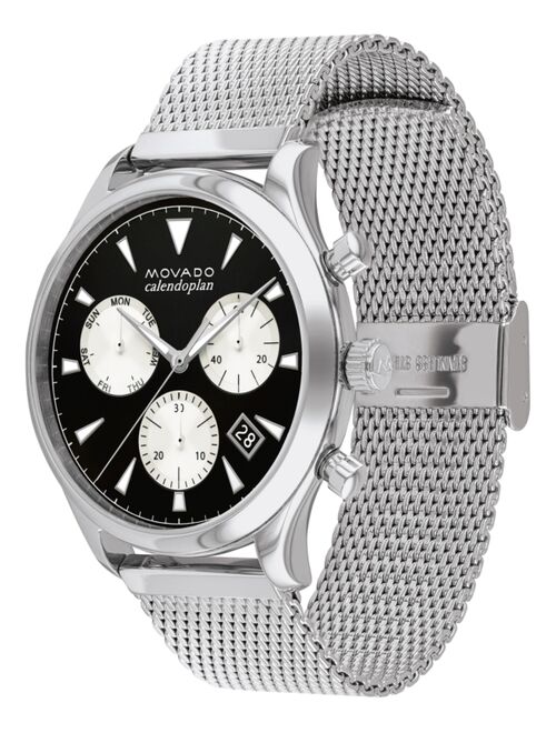 Movado Men's Swiss Chronograph Heritage Stainless Steel Mesh Bracelet Watch 43mm