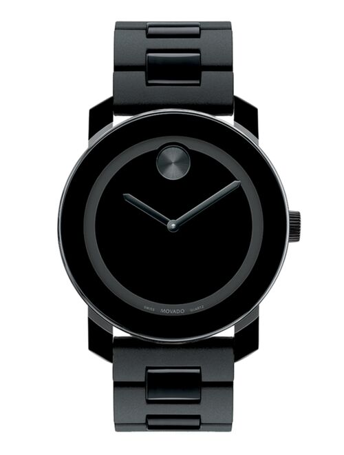 Movado Unisex Swiss Bold Large Black Polymer Bracelet Watch 42mm 3600047