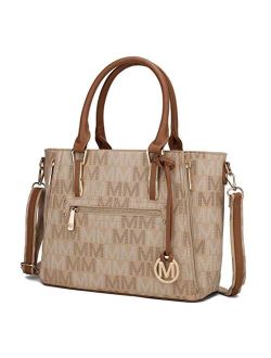 MKF Crossbody Shoulder Bag for Women PU Leather Top Handle Pocketbook Roomy Tote Satchel Handbag Purse M Charm