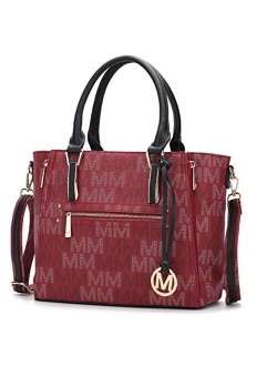 MKF Crossbody Shoulder Bag for Women PU Leather Top Handle Pocketbook Roomy Tote Satchel Handbag Purse M Charm