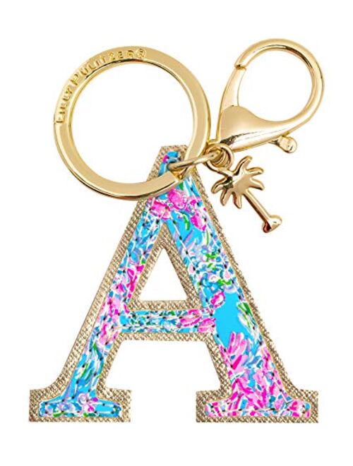 Lilly Pulitzer Leatherette Initial Keychain, Letter Bag Charm for Women
