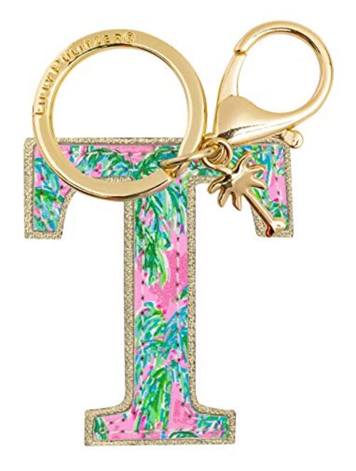 Lilly Pulitzer Leatherette Initial Keychain, Letter Bag Charm for Women