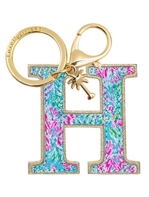 Lilly Pulitzer Leatherette Initial Keychain, Letter Bag Charm for Women