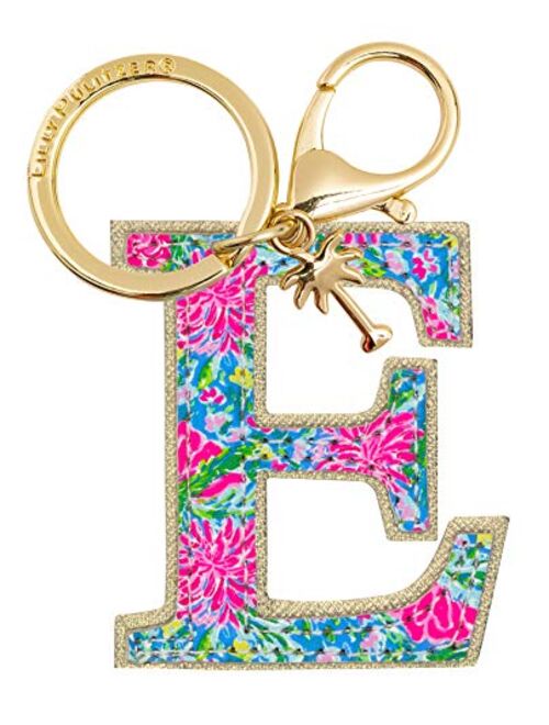 Lilly Pulitzer Leatherette Initial Keychain, Letter Bag Charm for Women