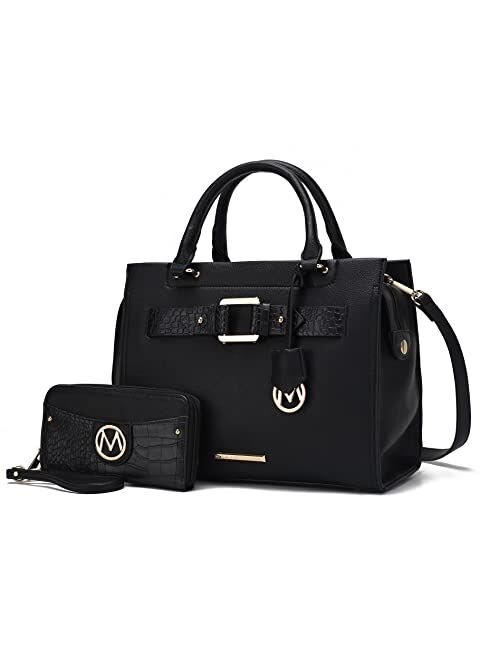 MKF Collection MKF Crossbody Tote Bag for Women & Wristlet Wallet Purse Set – PU Leather Top-Handle Satchel Shoulder Handbag