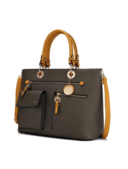 MKF Collection Julia Satchel with Cosmetic Pouch by Mia k. - Chocolate Beige