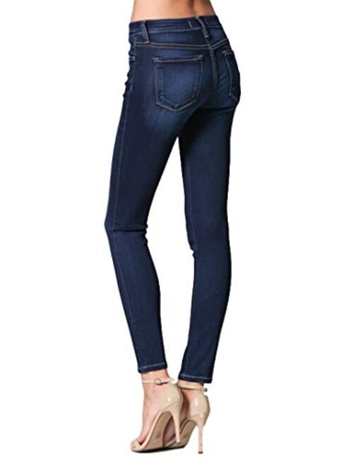 Flying Monkey Agave Mid Rise Dark Wash Super Soft Skinny Jeans Y2749