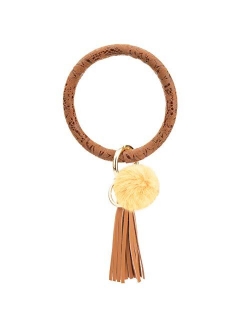 COOLANS Round Circle Wristlet KeyChain Tassel Bracelet Bangle Keyring Holder For Women Girl