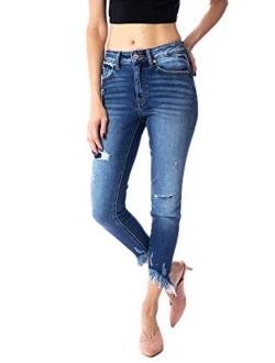 Kan Can Women's High Rise Ankle Skinny Jeans