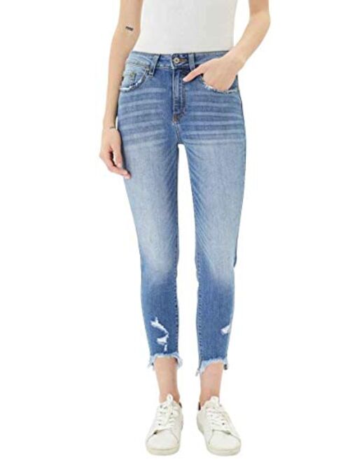 Kan Can Women's High Rise Ankle Skinny Jeans