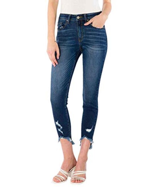 Kan Can Women's High Rise Ankle Skinny Jeans