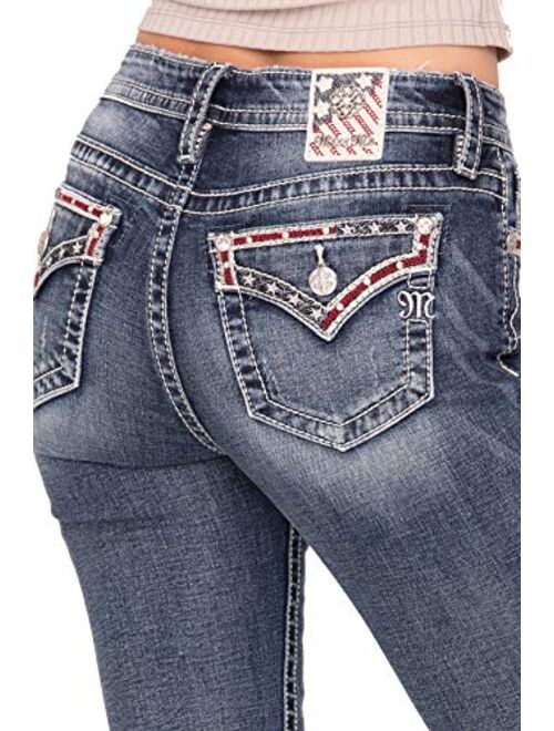 Miss Me Ankle Skinny Red White & Blue in Medium Blue