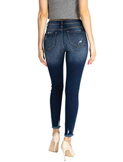 Kan Can Women's High Rise Distressed Super Skinny Jeans