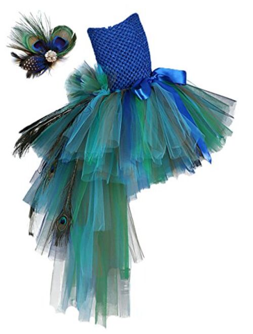 Tutu Dreams Fancy Peacock Feather Girl Pageant Tutu Dress