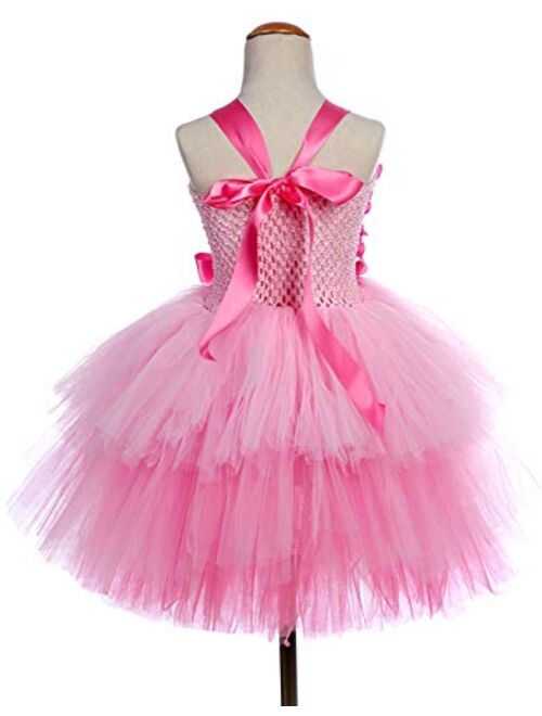 Tutu Dreams Flower Tiered Tutu Dress for Girls 1-12Y with Crown Birthday Party Pageant Holiday