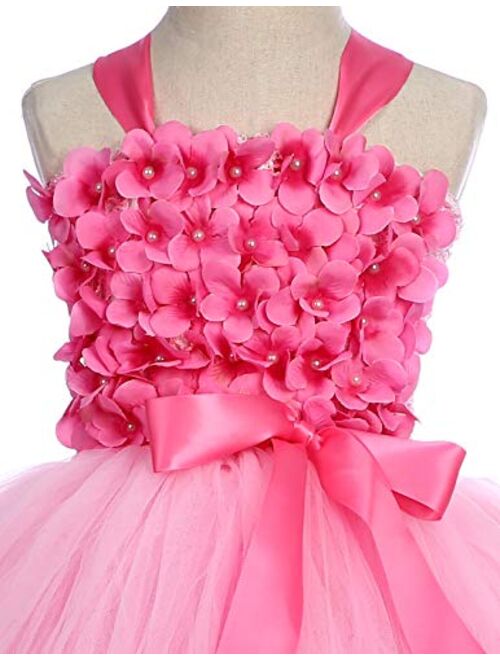 Tutu Dreams Flower Tiered Tutu Dress for Girls 1-12Y with Crown Birthday Party Pageant Holiday