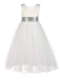 Tutu Dreams Girls Princess Dress with Sequin Waist Tie for Gown Ball Prom Party 7 Colors