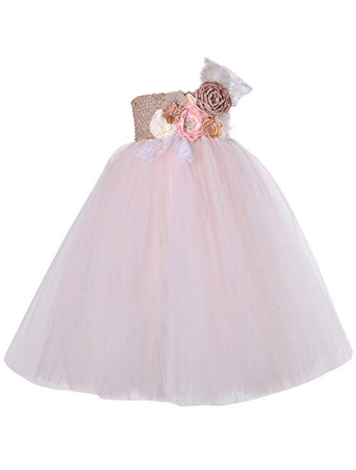 Tutu Dreams Lace Shoulder Flower Girl Dress Wedding Easter Birthday Party (2-14)