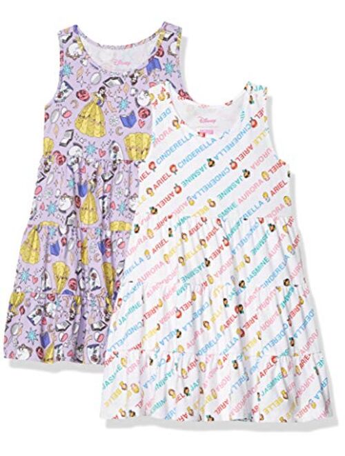 Spotted Zebra Girls' Disney Star Wars Marvel Frozen Princess Knit Sleeveless Tiered Dresses