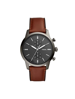 Men's Townsman Stainless Steel and Leather Casual Quartz Chronograph Watch