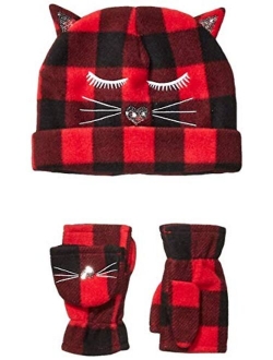 Girls' Fleece Hat Mittens Cold Weather Accessories Sets