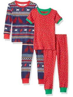 Amazon Brand - Spotted Zebra Girls' Snug-fit Cotton Pajamas Sleepwear Sets