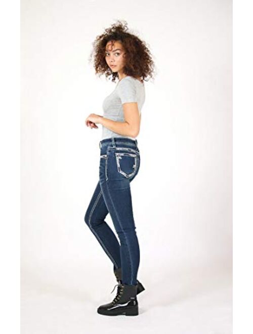 Grace in LA Mid Rise Easy Skinny Rhinestone Arrow Embroidered Stretch Jeans